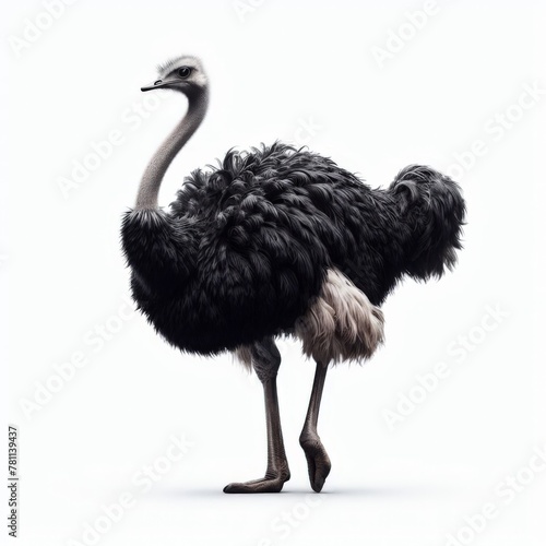 Image of isolated ostrich against pure white background, ideal for presentations
 photo