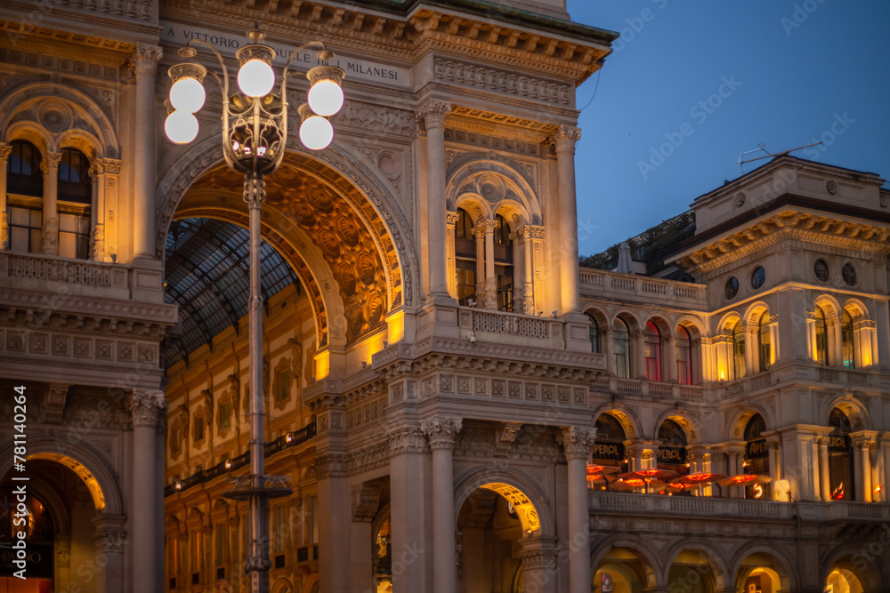 Gallery of Victor Emmanuel II in Milan, Italy, Europe. Galleria Vittorio Emanuele is fashion mall, landmark of Milan, Italy