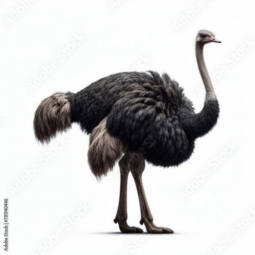 Image of isolated ostrich against pure white background, ideal for presentations 