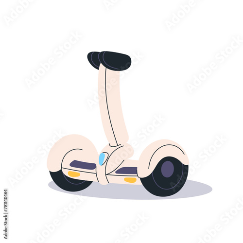 Eco-friendly electric gyroscooter. Modern urban transportation. Gyroboard, two-wheeled gyro scooter. Electro transport, e-vehicle, mobile EV. Flat vector illustration isolated on white background