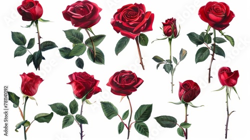 Red roses isolated on a white background