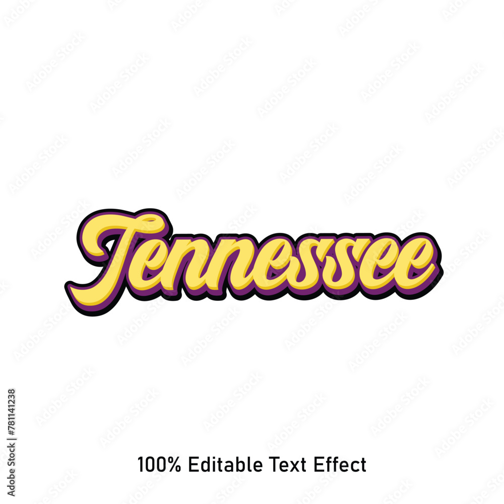 Tennessee text effect vector. Editable college t-shirt design printable text effect vector