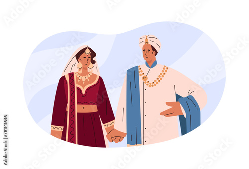 Traditional Indian wedding attire vector illustration