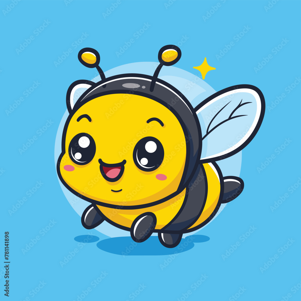 Kawaii cute honey bee cartoon illustration Kawaii cute honey bee cartoon illustration