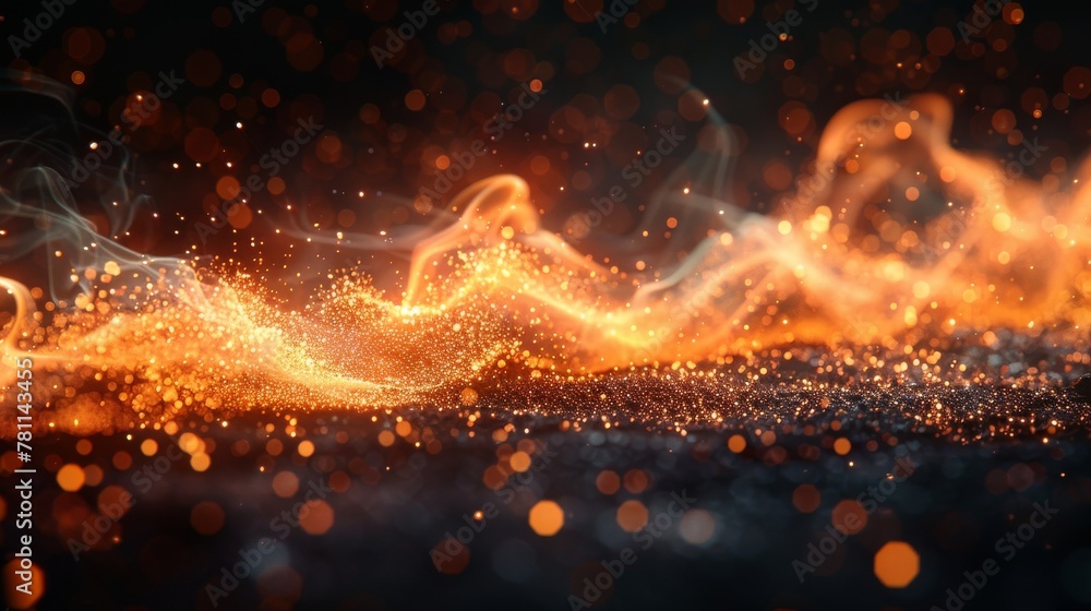 Sparks of fire and flames isolated on a black background. Very high resolution.