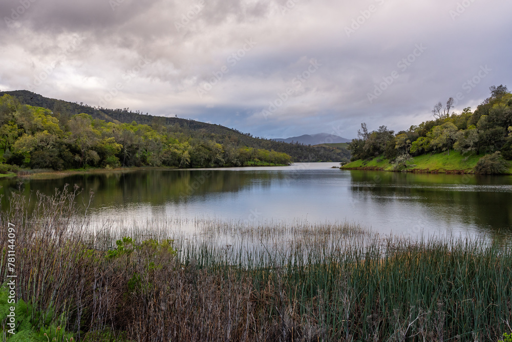 Fototapeta premium Lake Hennessey in California in springtime