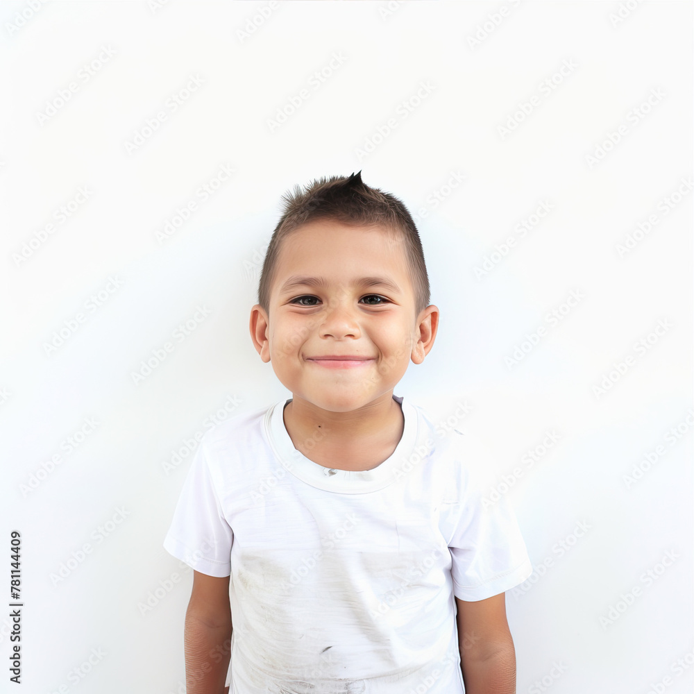 Smiling boy standing on blue background
Smiling boy standing on blue background