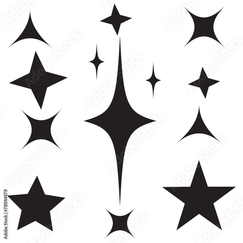 Sparkle Icons set. Twinkle stars collection. Shine star icons. Effect shine  glitter  twinkling and clean. Star sparkle icon. Vector illustration. 11 11