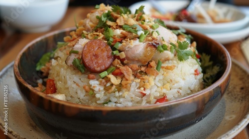 Delicious thai fried rice with toppings