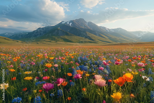 Vibrant Meadow Full of Colorful Flowers