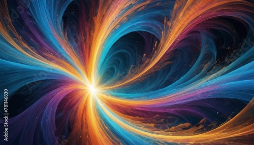 A digital art piece featuring swirling patterns of blue and orange, suggesting an abstract depiction of interstellar nebulas or fluid dynamics.. AI Generation © Anastasiia