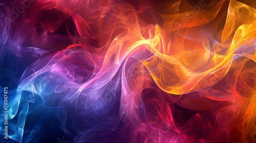 Abstract colorful smoke swirls in pink and yellow hues