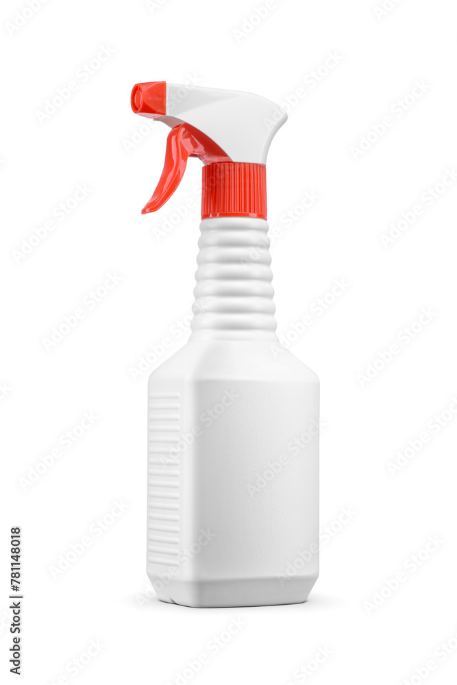 Blank square plastic trigger sprayer bottle isolated. Transparent PNG image. Blank square plastic trigger sprayer bottle isolated. Transparent PNG image.