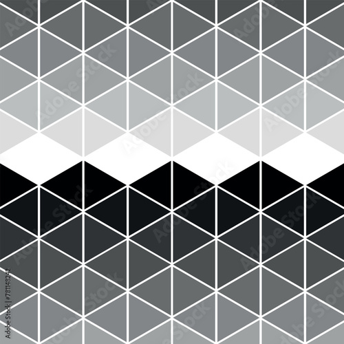 Halftone triangular pattern vector illustration. Geometric seamless pattern on isolated background. Triangle gradient sign concept.
