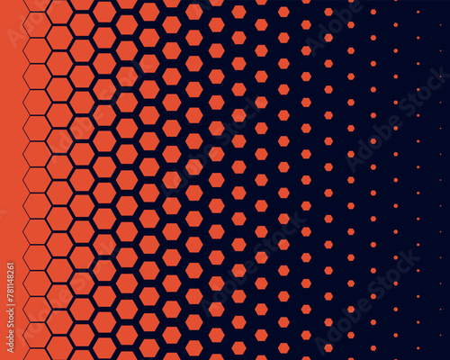 Halftone honeycomb pattern vector illustration. Geometric seamless pattern on isolated background. Hexagon decrease sign concept.