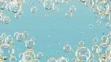 Bubbles on cola, soda drink, beer or water border. Dynamic fizzy carbonated motion on transparent background, underwater texture with randomly moving fizzing droplets.