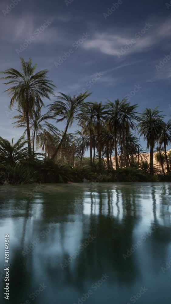 Palm trees encircle a shimmering body of water, creating a serene tropical oasis. Palm trees encircle a shimmering body of water, creating a serene tropical oasis.
