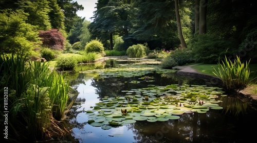 Peaceful pond adorned with lilies