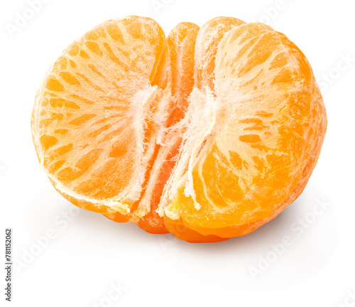 Tangerine or clementine or mandarin slice isolated on white background. clipping path