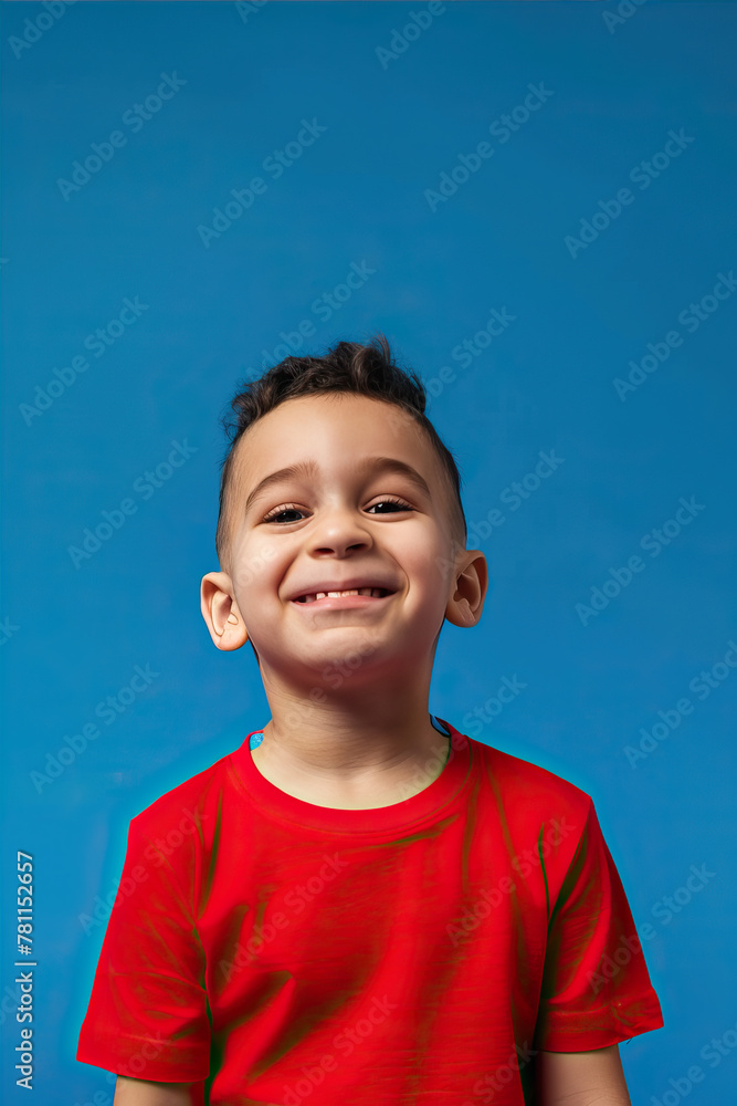 Portrait of a smiling boy on a blue background
Portrait of a smiling boy on a blue background