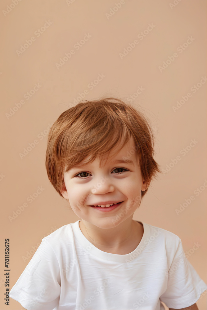 Portrait of a smiling boy on a beige background
Portrait of a smiling boy on a beige background