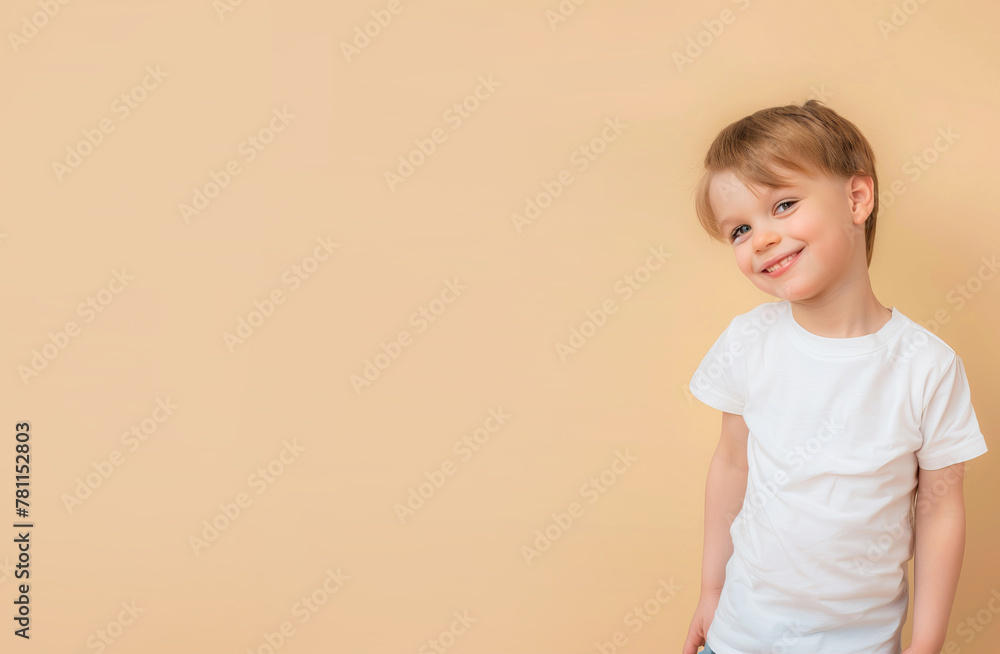 Portrait of a smiling boy on a beige background
Portrait of a smiling boy on a beige background