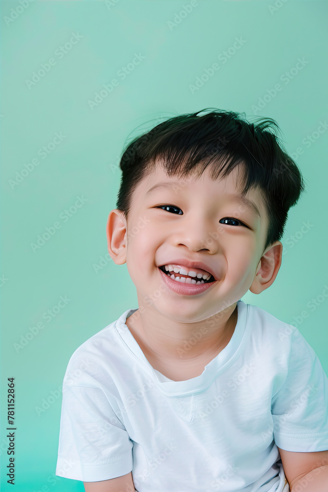 Portrait of a smiling boy on a mint background
Portrait of a smiling boy on a mint background