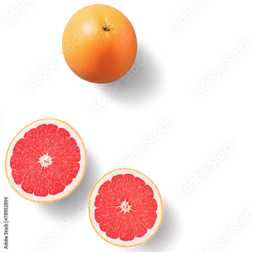 green peeled ripe grapefruit. The object is isolated on a transparent background