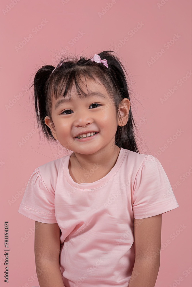 Little girl on a pink background smiling
Little girl on a pink background smiling