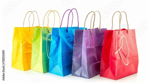 Isolated and colored paper shopping bags