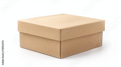 Isolated white background of a closed cardboard box photo