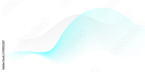  Vector Abstract crave wavy thin blend line on blue and white gradient Technology, data science, geometric border. Isolated on white wave element for design background.
