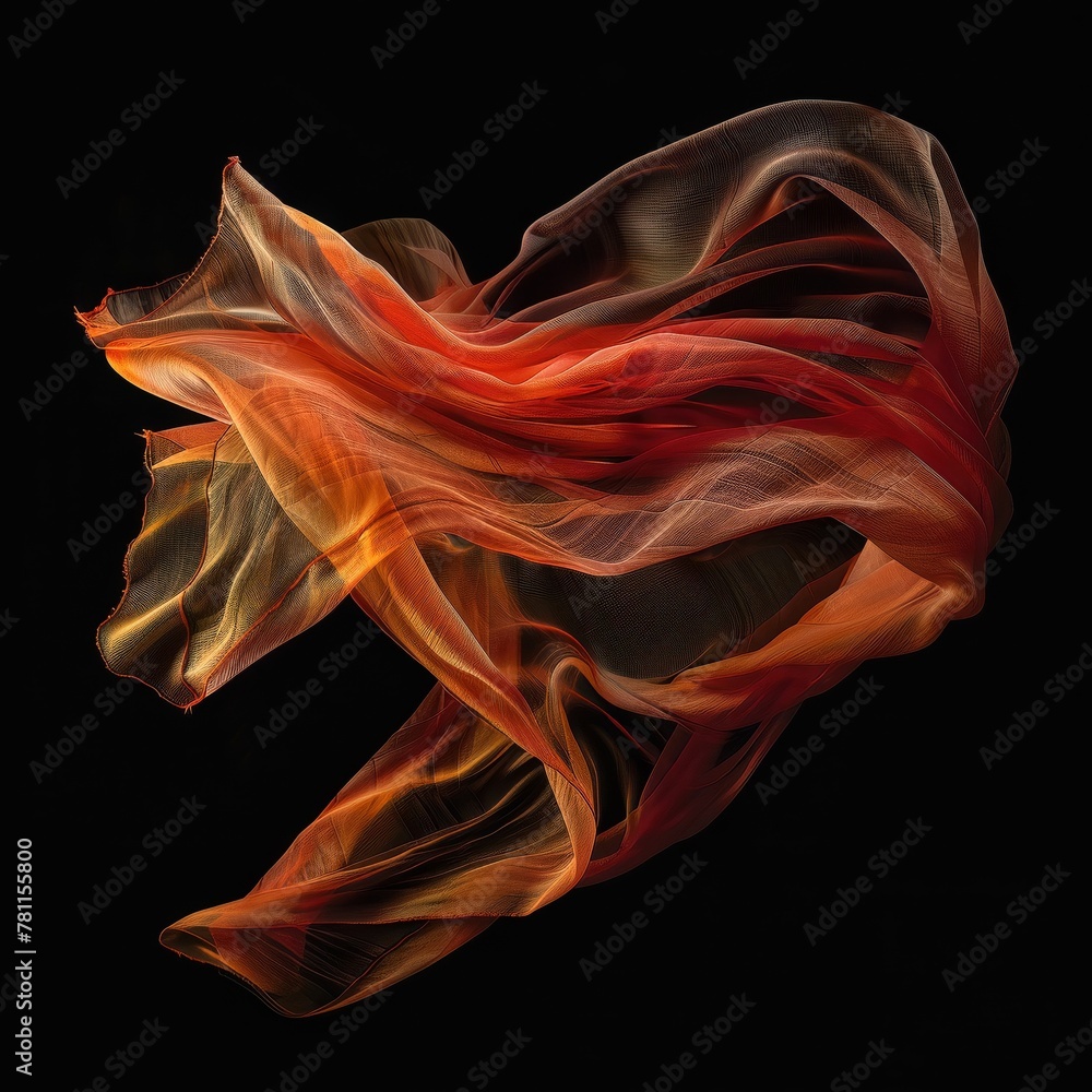 Fluid visuals of a dancers silk scarf in motion capturing the elegance of movement in a single Fluid visuals of a dancers silk scarf in motion capturing the elegance of movement in a single
