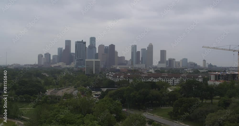 Aerial view of the downtown Houston, Texas and the Buffalo Bayou park area Aerial view of the downtown Houston, Texas and the Buffalo Bayou park area