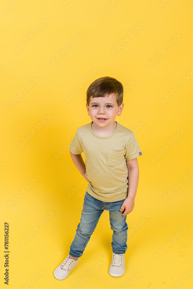 Smiling boy on yellow background
Smiling boy on yellow background