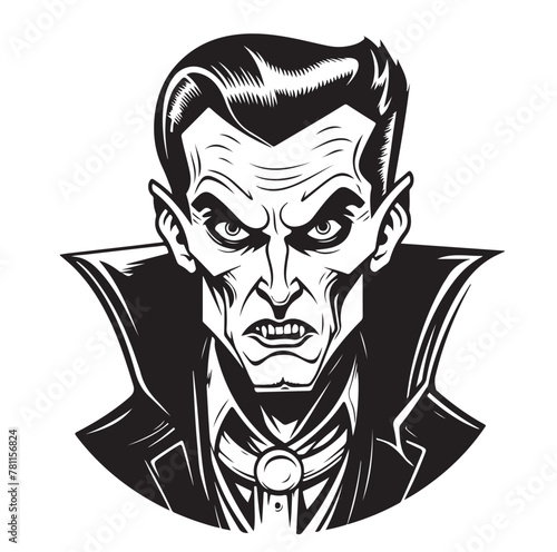 Vampire face cartoon sketch hand drawn Halloween Vector illustration