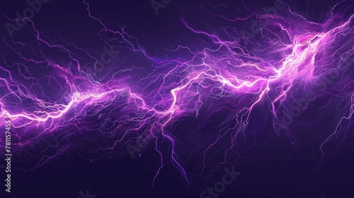 An electric impact effect and a thunderstorm sparking discharge are isolated on a transparent background in a modern realistic illustration of lightning strikes. photo