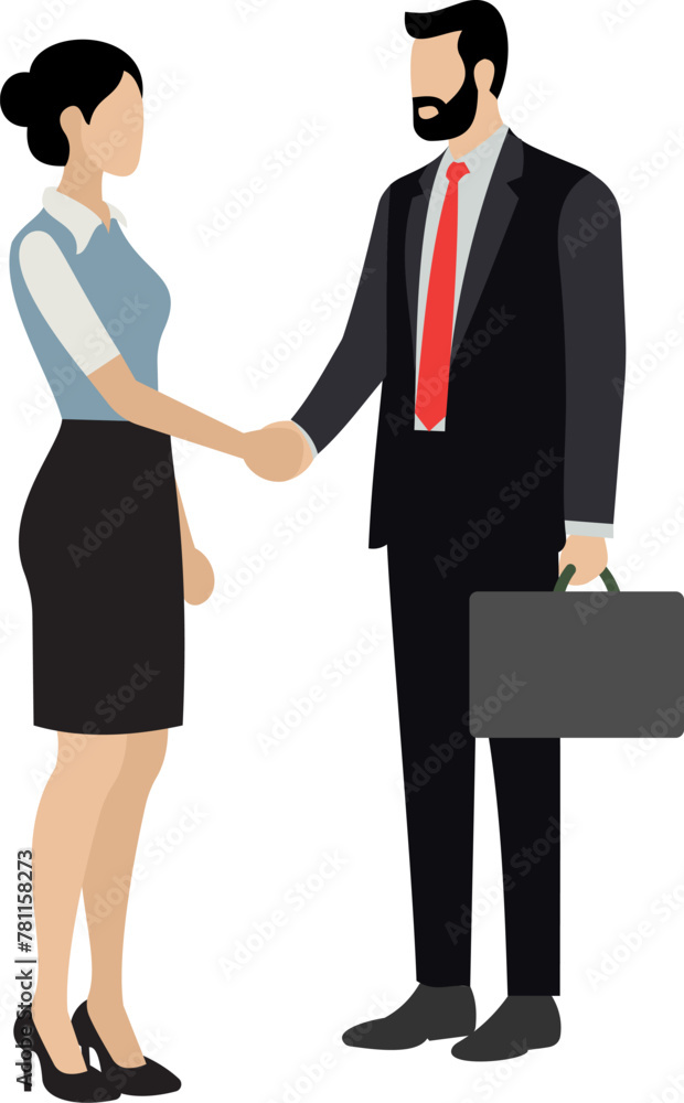 a businessman and woman shaking hands flat cartoon vector design. a businessman and woman shaking hands flat cartoon vector design.