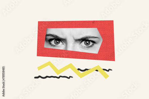 Tableau sur toile Composite photo collage of female face bodyless headless caricature anger grimac