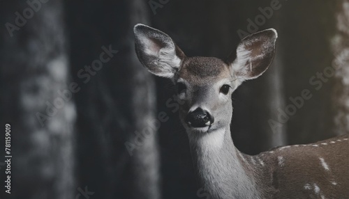 white tailed deer or virginia deer odocoileus virginianus fawn in the forest photo