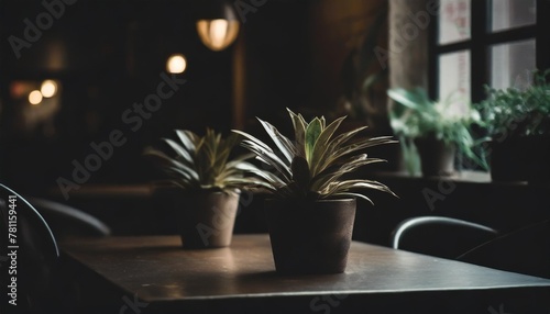 potted plants add to the modern cafe ambiance