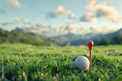 a golf ball and tee in grass