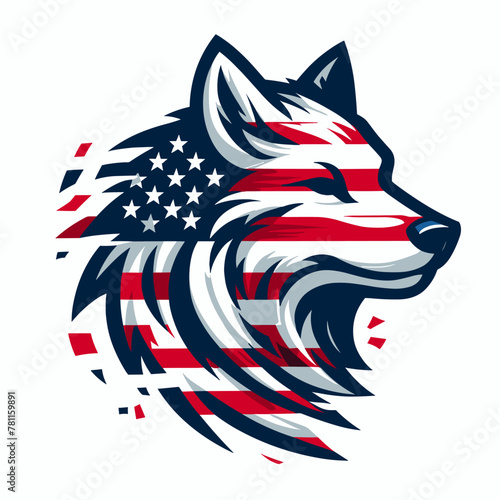 Fox Wear USA Top Hat, 4th of July patriotic American flag, Cartoon Clipart Vector illustration, Independence day themed Mascot Logo Character Design, presidential election