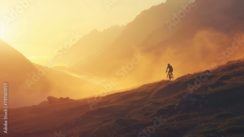 Cyclist Racing at Dawn