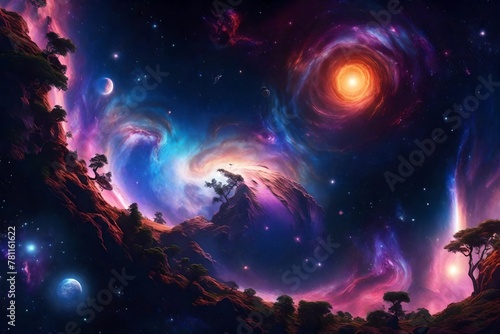 scene with stars and nebula