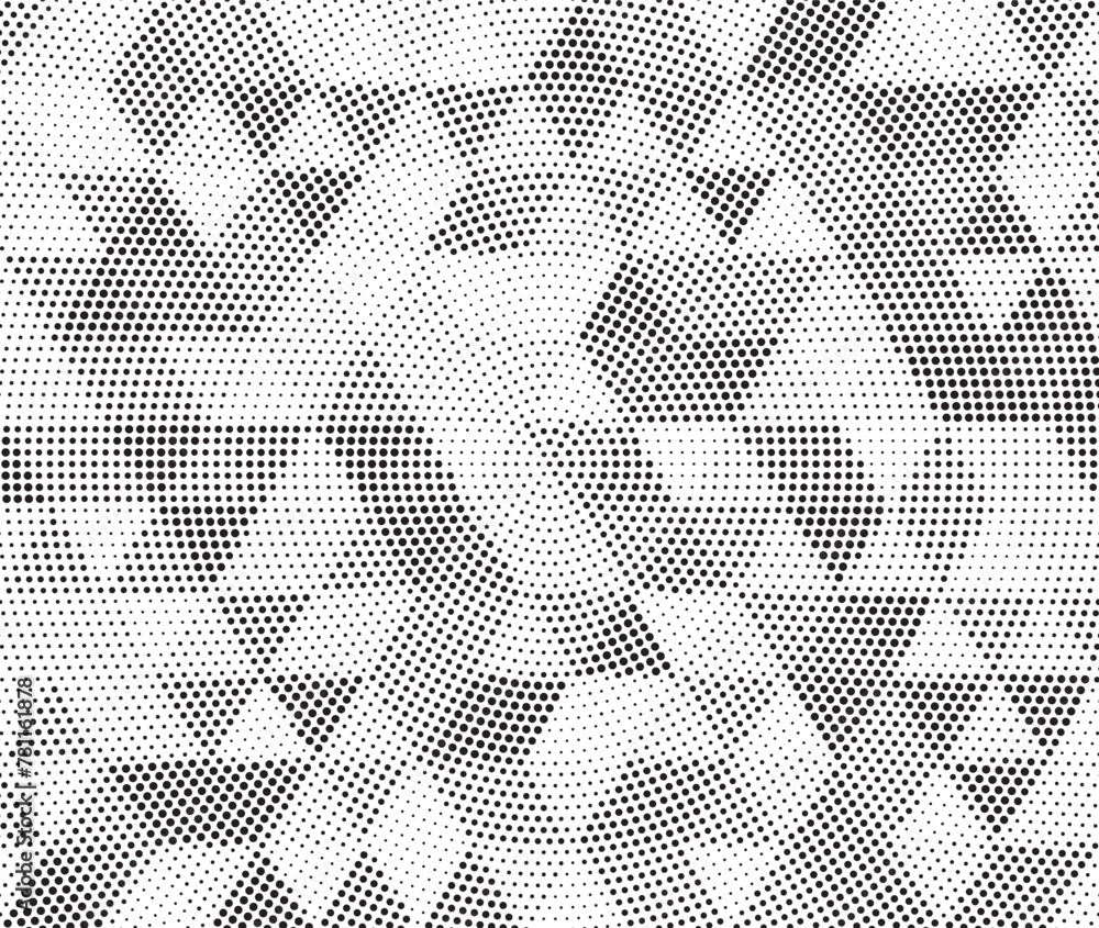 Fototapeta premium Halftone vector background. Monochrome halftone pattern. Abstract geometric dots background. Pop Art comic gradient black white texture. Design for presentation banner, poster, flyer, business card.
