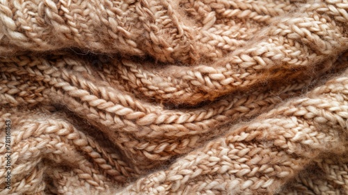 Close up of a cozy, textured knit sweater.