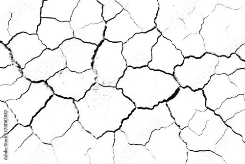 top view cracked soil ground Earth texture on white background, desert cracks,Dry surface Arid in drought land, floor has many grooves and scratches. The distressed has been shown to last a long time.