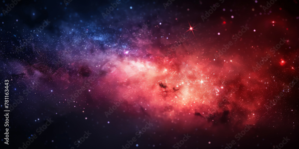  background with space, Clouds streak across the red Milky Way, galaxy with stars on night starry sky Panorama view universe space, red nebula