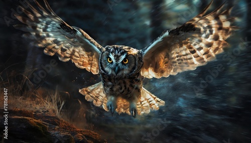short eared owl flying photo
